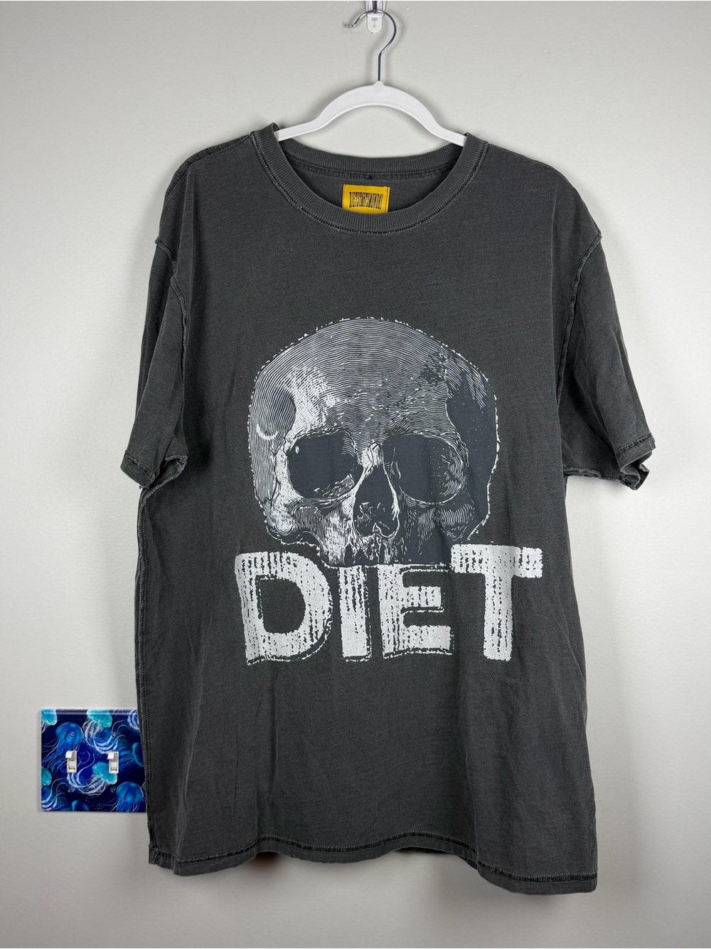 Men’s Diet Starts Monday DSM Black White Skull Graphic T-Shirt Halloween Large